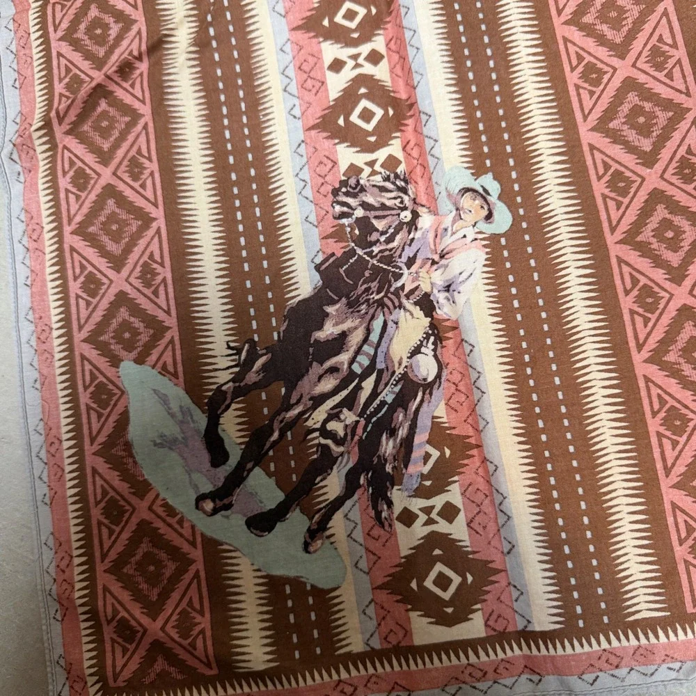 RARE Polo Ralph Lauren Western Cowboy Southwestern Bandana Scarf Brown 25x25